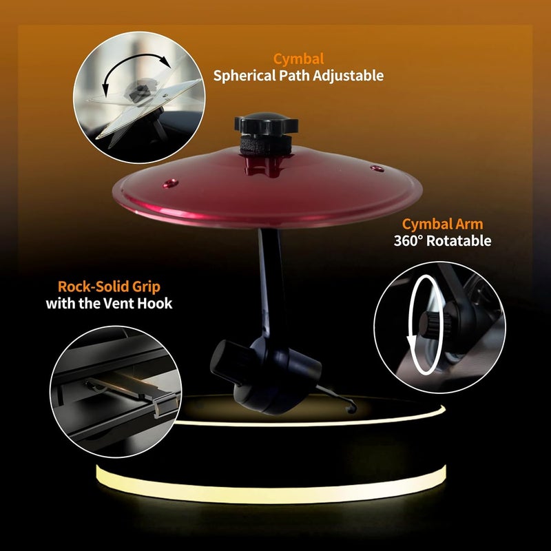Zerikwon Car Cymbal, Car Crash Cymbal Air Vent - Easy Clip-On Mini Cymbal for Car Dashboard (red) - Image 4
